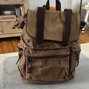 Duluth Trading Co Dark Brown Canvas oil cloth Backpack / laptop bag